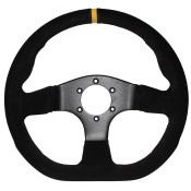APS Competition 330mm D Shaped Flat Suede 3 Spoke Steering Wheel