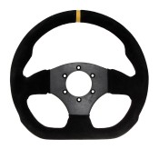 APS Competition 300mm D Shaped Flat Suede 3 Spoke Steering Wheel