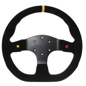 APS Runner 330mm Flat Bottom Suede Grip Steering Wheel With 2 Buttons