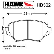 Hawk HB522 Pad Set Suit Mazda Mk3 Miata MX-5 NC Caliper 2006-2013