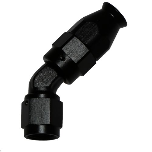 Female 45 Deg Hose End AN-4 Aluminium Suit Smooth Bore PTFE Hose in Black