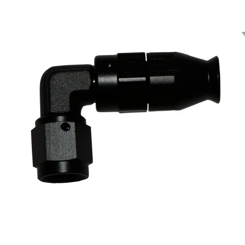 Female 90 Deg Hose End AN-4 Aluminium Suit Smooth Bore PTFE Hose in Black