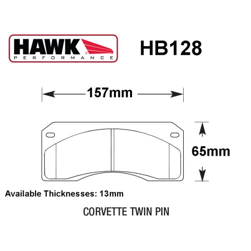 HB128 Pad Set to suit Corvette Twin Pin Caliper