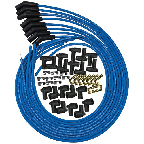 Spark Plug Wire Set, Blue Max, Spiral Core, 8 mm, 135 Degree Plug Boots, HEI / Socket Style, Cut-To-Fit, V8, Kit