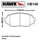 Hawk HB148 Pad Set , Suit Mazda Miata MX-5 1.6L Caliper