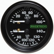 Racetech Mechanical Oil Pressure/Oil Temperature Dual Gauge 100 PSI / 140°C